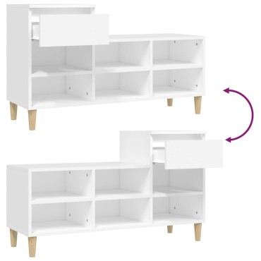 vidaXL Παπουτσοθήκη Λευκή 102x36x60cm από Επεξεργασμένο Ξύλο