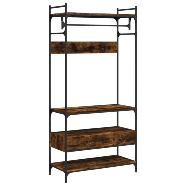 vidaXL Ντουλάπα με Συρτάρια Καπνιστή Δρυς 89x39x184,5cm Επεξεργ. Ξύλο 1 τεμ.