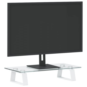 vidaXL Βάση Οθόνης Λευκή 40 x 20 x 8 εκ. από Ψημένο Γυαλί και Μέταλλο