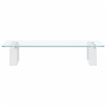 vidaXL Βάση Οθόνης Λευκή 40 x 20 x 8 εκ. από Ψημένο Γυαλί και Μέταλλο