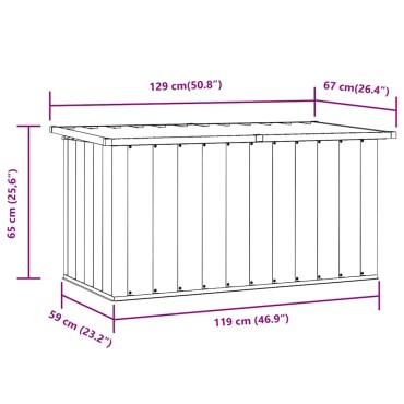 vidaXL Μπαούλο Αποθήκευσης Κήπου Γκρι 129x67x65cm 1 τεμ.