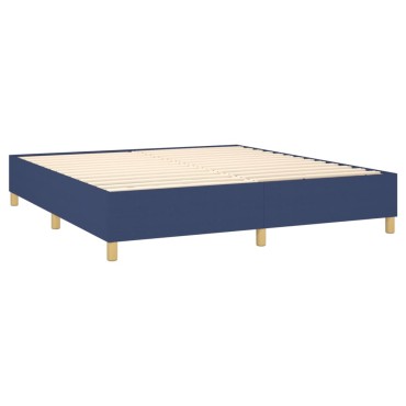 vidaXL Κρεβάτι Boxspring με Στρώμα Μπλε 160x200 εκ. Υφασμάτινο