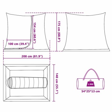 vidaXL Εσωτερική σκηνή Μαύρο 208 x 140 x 175 εκ. Πλέγμα
