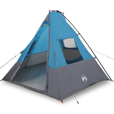 vidaXL Σκηνή Τιπί με στέγη Μπλε 383 x 338 x 217 εκ. ταφτάς