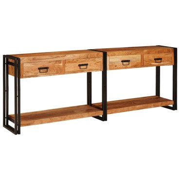 vidaXL Τραπέζια Κονσόλες 2 τμχ. Καφέ 200x33x75 εκ