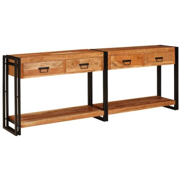 vidaXL Τραπέζια Κονσόλες 2 τμχ. Καφέ 200x33x75 εκ