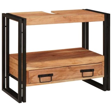 vidaXL Ντουλάπι νιπτήρα Καφέ 71x33x58cm Στερεό Ξύλο Ακακίας 1 τεμ.