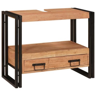 vidaXL Ντουλάπι νιπτήρα Καφέ 71x33x58cm Στερεό Ξύλο Ακακίας 1 τεμ.