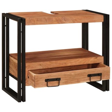 vidaXL Ντουλάπι νιπτήρα Καφέ 71x33x58cm Στερεό Ξύλο Ακακίας 1 τεμ.