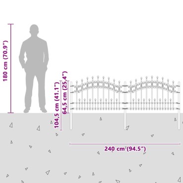 vidaXL Φράχτης Κήπου KAMPEN 240x118cm Ατσάλι με Επικάλυψη Πούδρας