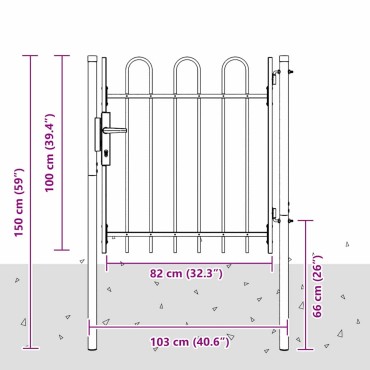 vidaXL Πύλη Φράχτη BOXTEL 103 x 150 cm Γκρι Κλειδώσιμο