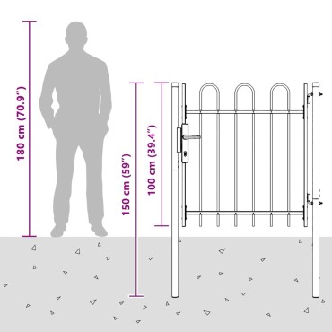 vidaXL Πύλη Φράχτη BOXTEL 103 x 150 cm Γκρι Κλειδώσιμο