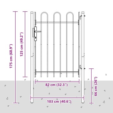 vidaXL Πύλη Φράχτη BOXTEL 103 x 175 cm Χάλυβας με επίστρωση πούδρας
