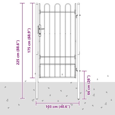 vidaXL Πύλη Φράχτη BOXTEL 103 x 225 cm Χάλυβας με επίστρωση πούδρας
