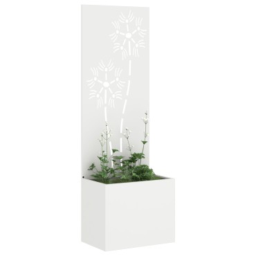 vidaXL Οθόνη Ιδιωτικότητας Κήπου Floral Λευκό 50 x 32 x 150 εκ