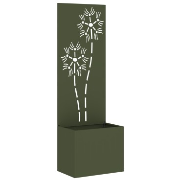 vidaXL Οθόνη Ιδιωτικότητας Κήπου Floral Λαδί 50 x 32 x 150 εκ