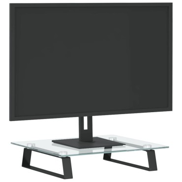 vidaXL Βάση Οθόνης Μαύρη 40x35x8 εκ. από Ψημένο Γυαλί και Μέταλλο