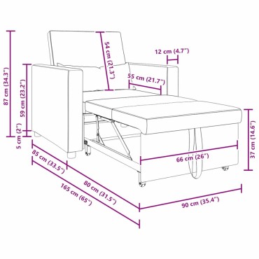 vidaXL Καναπές Κρεβάτι Μονό Μπλε τζιν 90x165x87cm ύφασμα 1 τεμ.