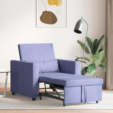vidaXL Καναπές Κρεβάτι Μονό Μπλε τζιν 90x165x87cm ύφασμα 1 τεμ.