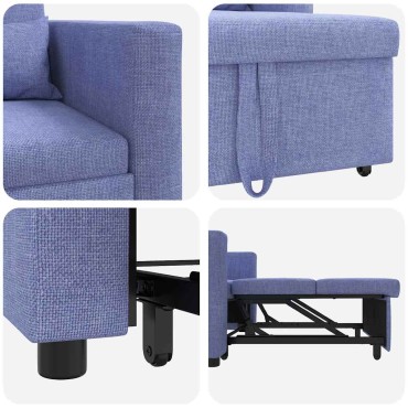 vidaXL Καναπές Κρεβάτι Μονό Μπλε τζιν 90x165x87cm ύφασμα 1 τεμ.