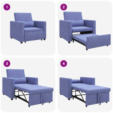vidaXL Καναπές Κρεβάτι Μονό Μπλε τζιν 90x165x87cm ύφασμα 1 τεμ.
