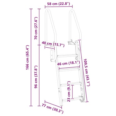 vidaXL Σκάλα Ντεκ 4 Σκαλοπατιών Ασημί 58 x 77 x 166 εκ Αλουμίνιο