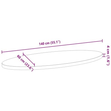 vidaXL Επιτραπέζια επιφάνεια 140x60x4cm από Μασίφ Ξύλο Δρυός Οβάλ