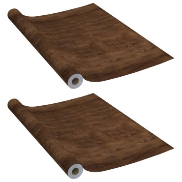 vidaXL Μεμβράνες Αυτοκόλ. για Έπιπλα 2 τεμ Σκούρα Δρυς 500x90 εκ. PVC