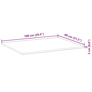 vidaXL Επιφάνεια Τραπεζιού 100x80x2 εκ. Μασίφ Ξύλο Ακακίας