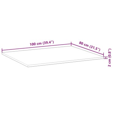 vidaXL Επιφάνεια Τραπεζιού 100x80x2 εκ. Μασίφ Ξύλο Ακακίας