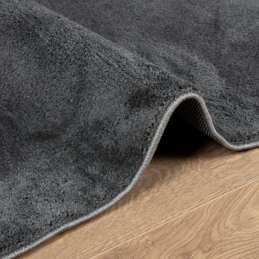 vidaXL Χαλί OVIEDO με Κοντό Πέλος Ανθρακί 120x120cm