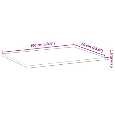 vidaXL Επιφάνεια Τραπεζιού 100x60x2 εκ. Μασίφ Ξύλο Ακακίας