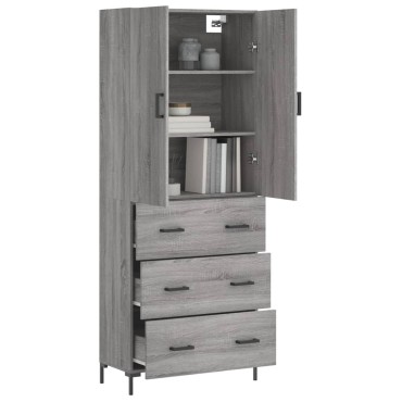 vidaXL Ντουλάπι Γκρι Sonoma 69,5x34x180cm Επεξεργασμένο Ξύλο 1 τεμ.