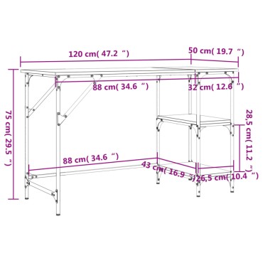 vidaXL Γραφείο Sonoma Δρυς 120x50x75cm Μέταλλο & Επεξεργασμένο Ξύλο 1 τεμ.