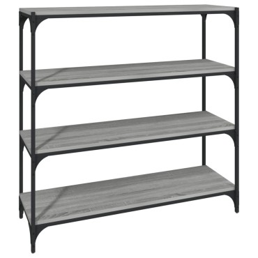 vidaXL Βιβλιοθήκη Γκρι Sonoma 100x33x100cm Επεξ. Ξύλο & Ατσάλι 1 τεμ.