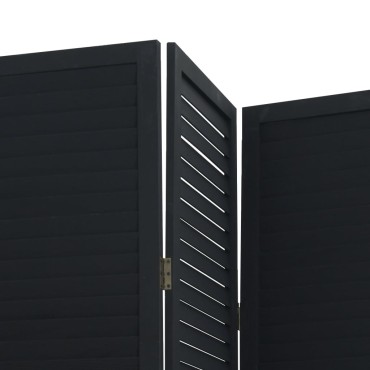 vidaXL Διαχωριστικό Χώρου με 5 Πάνελ Μαύρο από Μασίφ Ξύλο Παυλώνιας