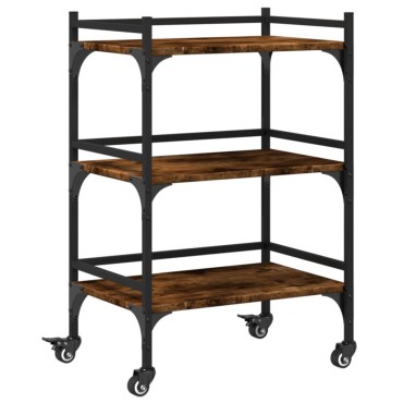 vidaXL Τρόλεϊ Κουζίνας Καπνιστή Δρυς 50x35x75,5cm Επεξεργασμένο Ξύλο 1 τεμ.