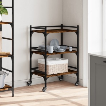 vidaXL Τρόλεϊ Κουζίνας Καπνιστή Δρυς 50x35x75,5cm Επεξεργασμένο Ξύλο 1 τεμ.