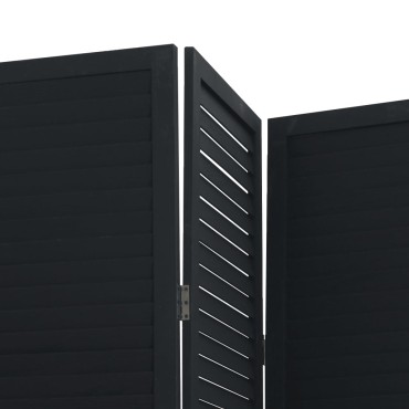 vidaXL Διαχωριστικό Χώρου με 5 Πάνελ Μαύρο από Μασίφ Ξύλο Παυλώνιας