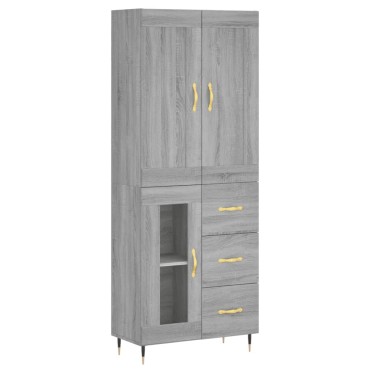 vidaXL Ντουλάπι Γκρι Sonoma 69,5x34x180cm Επεξεργασμένο Ξύλο 1 τεμ.