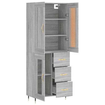 vidaXL Ντουλάπι Γκρι Sonoma 69,5x34x180cm Επεξεργασμένο Ξύλο 1 τεμ.