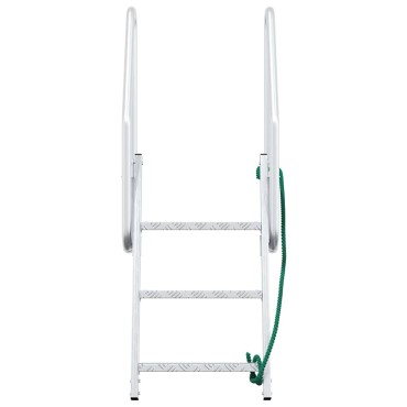 vidaXL 3-Βήμα Σκάλα για Μώλο Ασημί 58 x 77 x 144 εκ Αλουμίνιο
