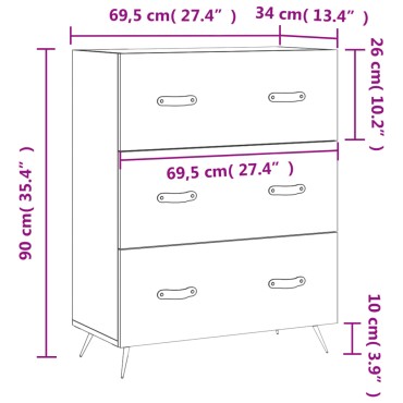 vidaXL Συρταριέρα Sonoma Δρυς 69,5x34x90cm από Επεξεργ. Ξύλο 1 τεμ.