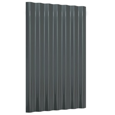 vidaXL Πάνελ Οροφής 12 τεμ. Ανθρακί 60x36 εκ. Γαλβανισμένος χάλυβας