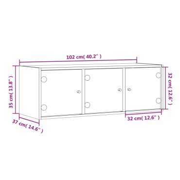 vidaXL Ντουλάπι Τοίχου Καπνιστή Δρυς 102x37x35cm Γυάλινες Πόρτες 1 τεμ.