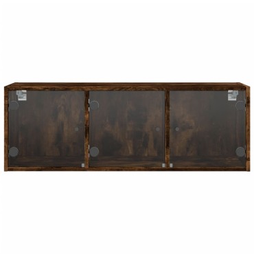 vidaXL Ντουλάπι Τοίχου Καπνιστή Δρυς 102x37x35cm Γυάλινες Πόρτες 1 τεμ.