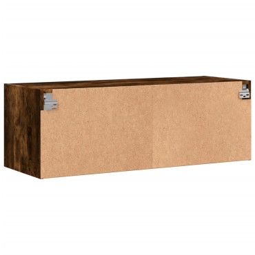 vidaXL Ντουλάπι Τοίχου Καπνιστή Δρυς 102x37x35cm Γυάλινες Πόρτες 1 τεμ.