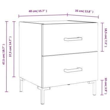 vidaXL Κομοδίνο Λευκό 40x35x47,5cm από Επεξεργασμένο Ξύλο 1 τεμ.