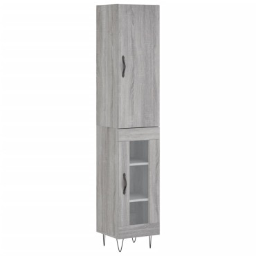 vidaXL Μπουφές Sonoma Γκρι 34,5x34x180cm από Επεξεργασμένο Ξύλο 1 τεμ.