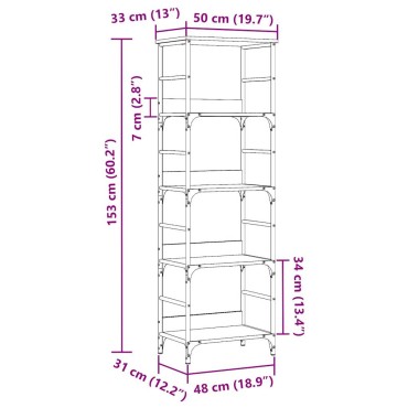 vidaXL Βιβλιοθήκη Τεχνίτης Δρυς 50x33x153cm Επεξεργασμένο Ξύλο 1 τεμ.